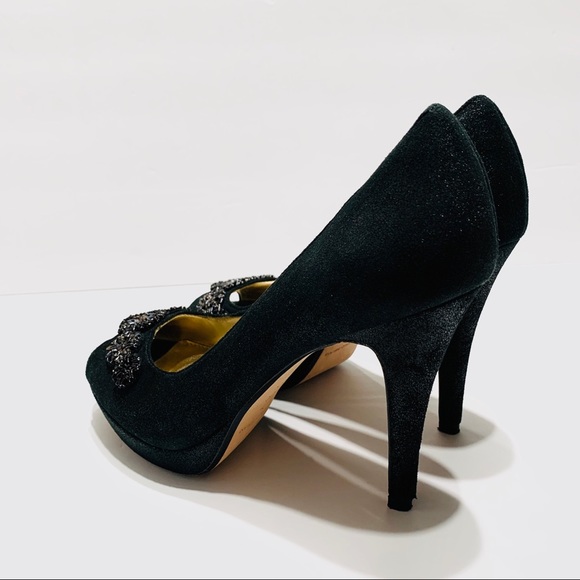 ANTONIO MELANI BLACK METALLIC PEEP TOE PUMPS - Picture 3 of 16